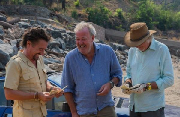 Jeremy Clarkson, Richard Hammond and James May filming the final The Grand Tour