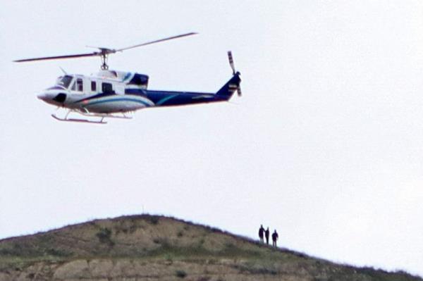 A helicopter carrying Iran's President Ebrahim Raisi takes off, near the Iran-Azerbaijan border