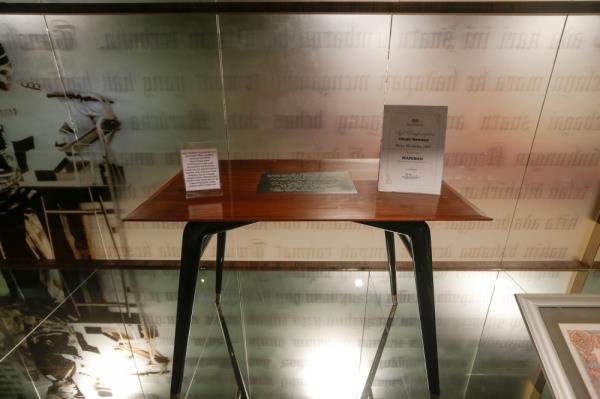 The Merdeka Table used by Tunku Abdul Rahman to place the handover document that marked the birth of the Federation of Malaya as a sovereign and independent nation during the Merdeka Declaration ceremony at Merdeka Stadium in Kuala Lumpur on August 31, 1957. — Picture by Raymond Manuel