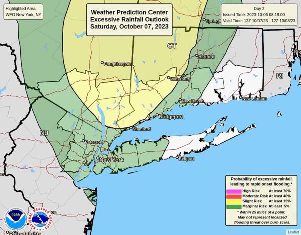 Officials are warning that areas in New York may experience flooding due to the heavy rain.