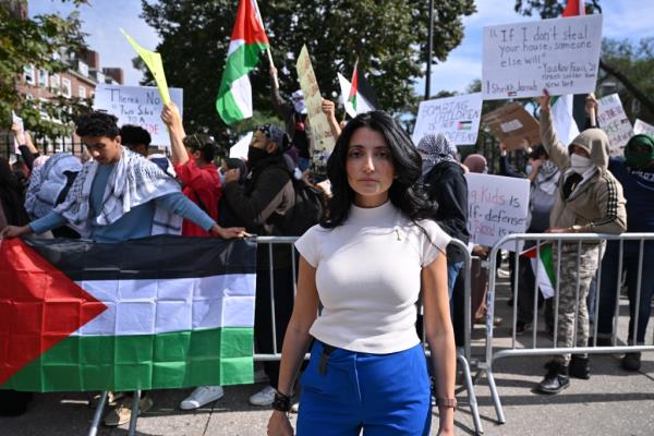 Inna Vernikov had her handgun in full display at the Thursday afternoon protest.