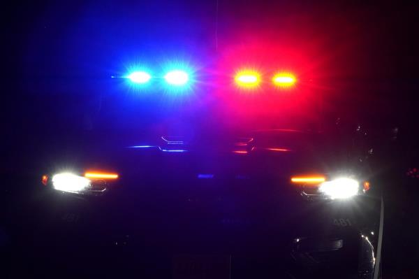 A general view of police lights on a police car as seen in West Milford, NJ on June 15, 2024.