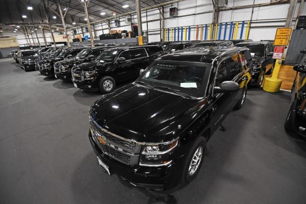 Black SUV parked in the Secret Service's secured logistics hub used for mobile security for visiting heads-of-state to NYC and the UNGA