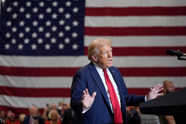 Trump speaks during a campaign event, Wednesday, Sept. 25, 2024.