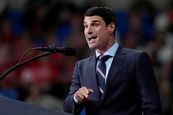 Rob Bresnahan speaking at Donald Trump's 2024 election campaign rally at the Mohegan Sun Arena in Wilkes-Barre, Pennsylvania