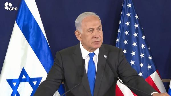 Israeli Prime Minister Benjamin Netanyahu hold a joint press conference in Tel Aviv, Israel on Thursday October 12, 2023.