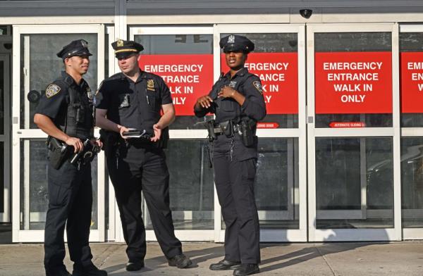 NYPD cops at Brookdale Hospital.