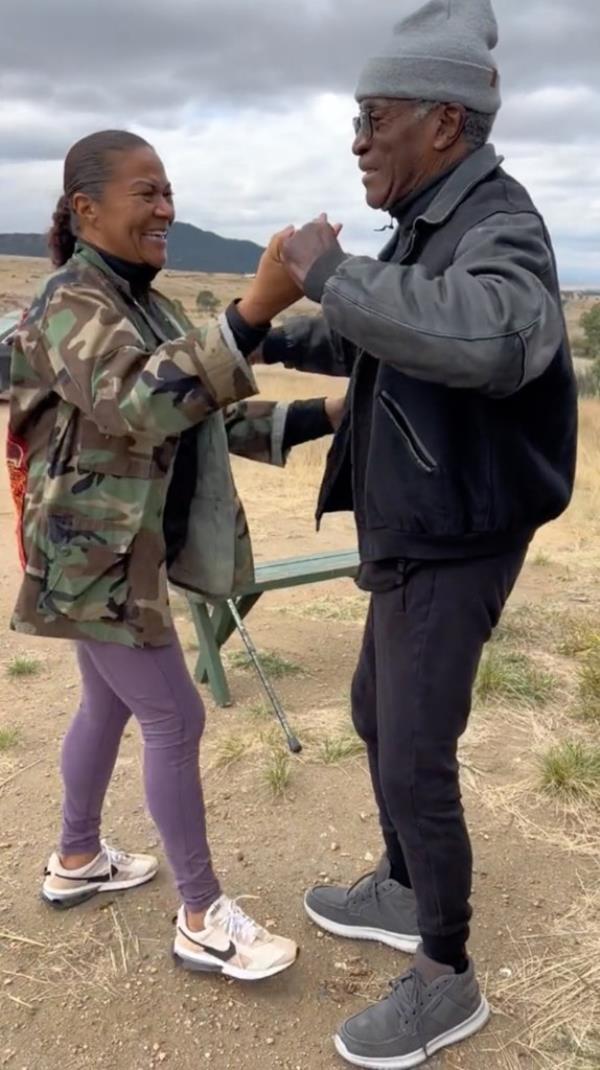 Shannon Amos pictured with her late father actor John Amos in this old video she shared in 2022.