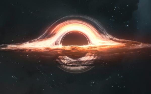 3D illustration of giant Black hole in deep space.