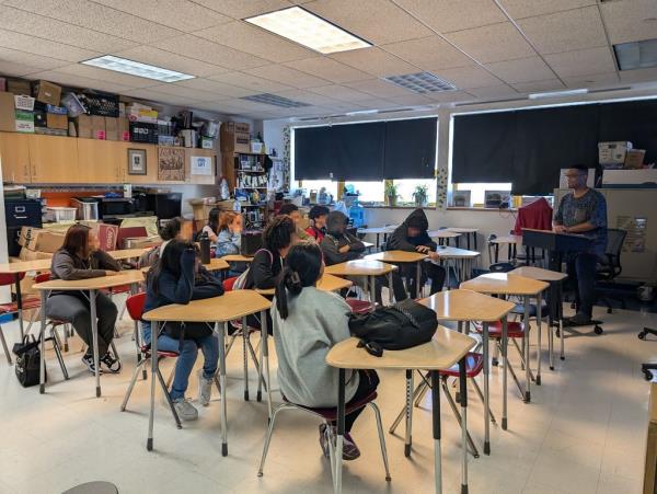 Erick Odom teaching at East Bronx Academy for the Future