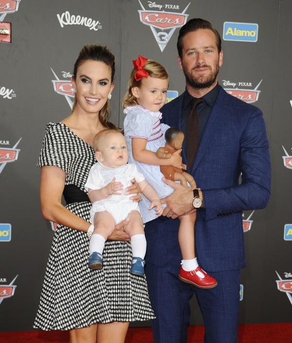 Armie Hammer with his now ex-wife Elizabeth Chambers and their two children.