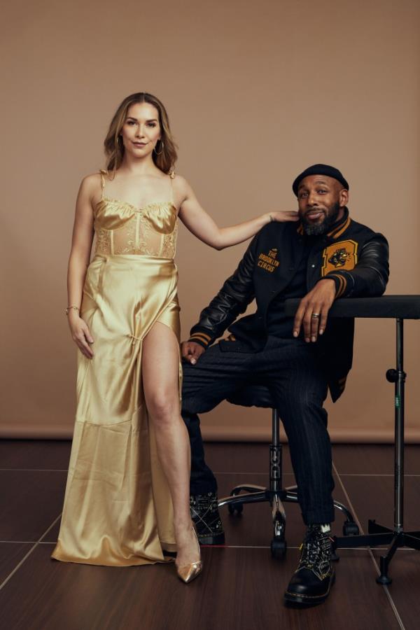 Allison Holker and Stephen "tWitch" Boss pose together at Fairmont Century Plaza on December 05, 2022 in Los Angeles, California.