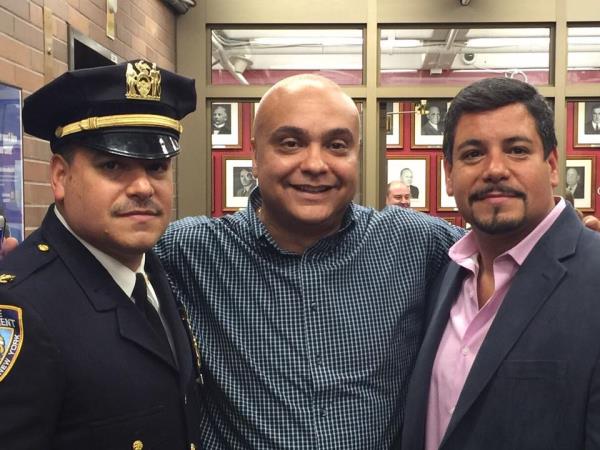 Commssioner Edward Caban and James Caban with NYPD Detective Dennis Rodriguez, 2015.