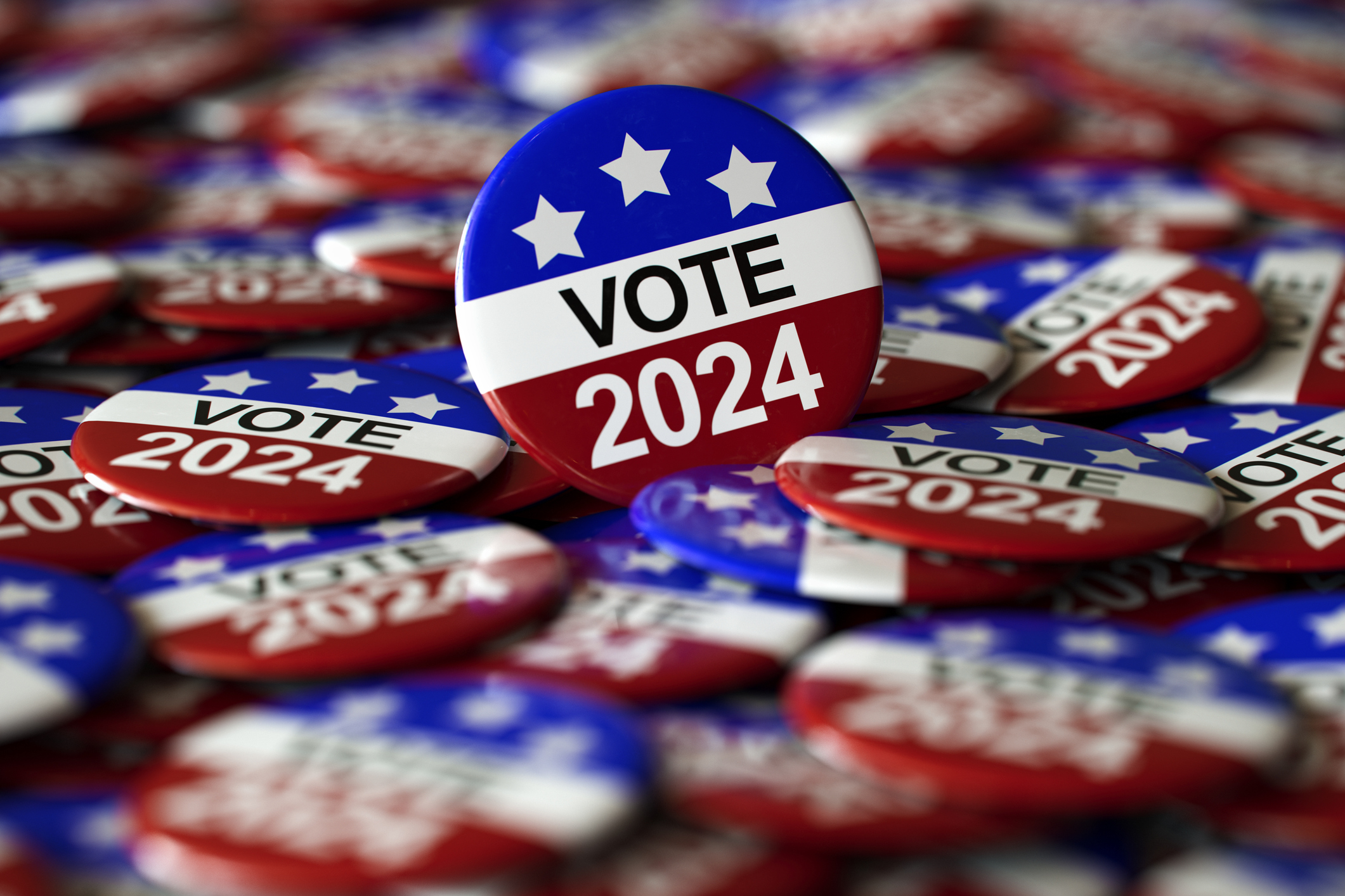 Voting badges for the 2024 US election.