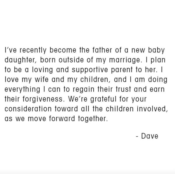 Dave Grohl's baby announcement.