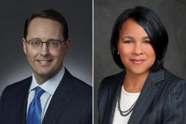 Tim Wentworth (left) was named CEO of Walgreens after Rosalind Brewer (right) stepped down in late August.