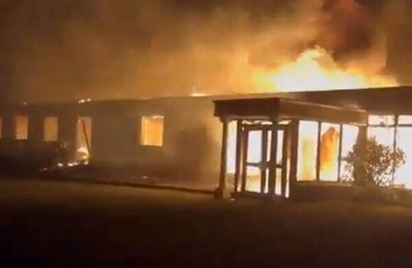 A screengrab of a video showing the blaze at Ross Lake House in Galway. Picture: Twitter/X A screengrab of a video showing the blaze at Ross Lake House in Galway. Picture: Twitter/X