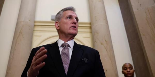 Former House Speaker Kevin McCarthy outside his one-time office earlier this week.