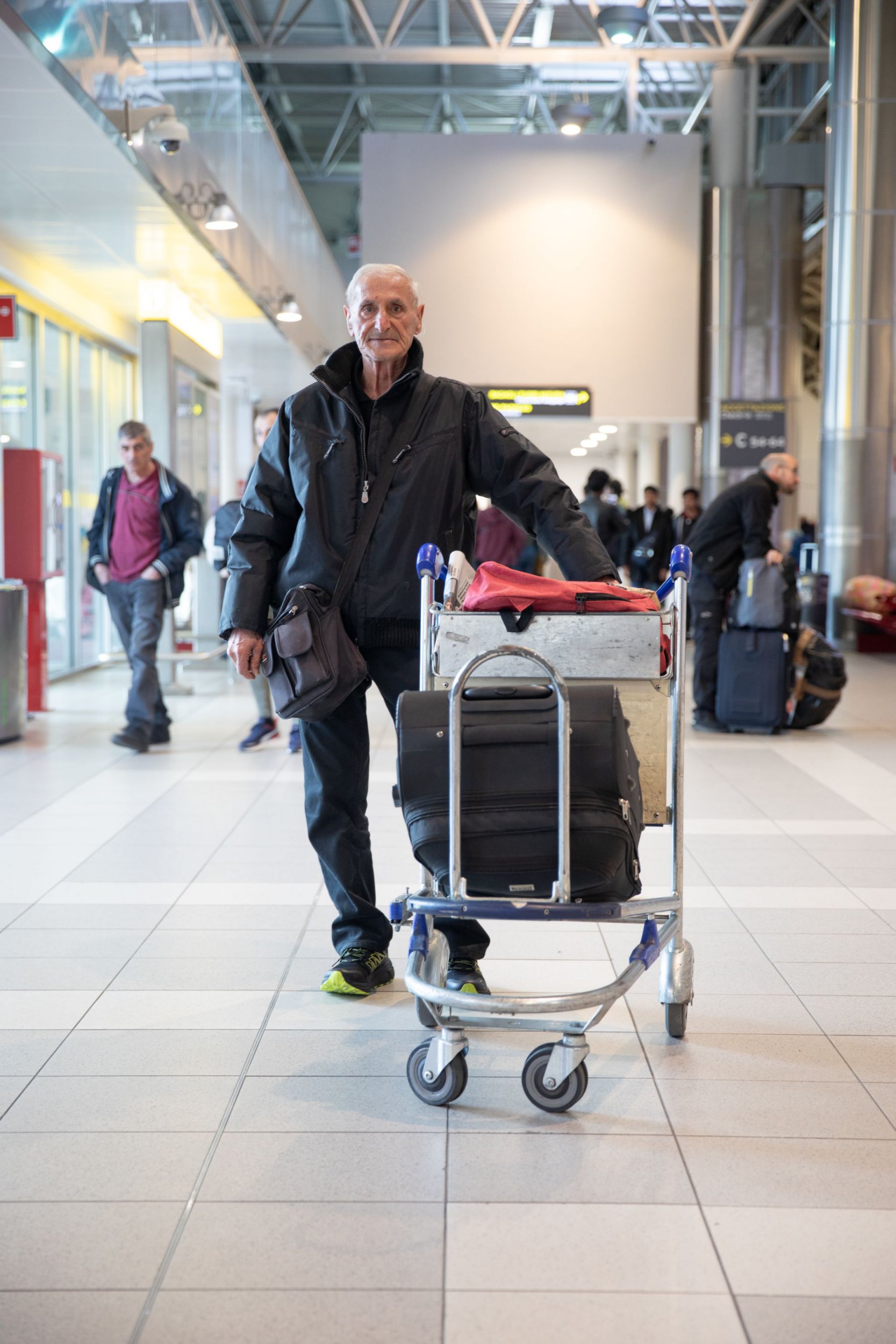 Mandatory Credit: Photo by MAX CAVALLARI/EPA-EFE/REX/Shutterstock (14406295c) Arnaldo, an 83-year-old Italian man who has been living in the Bologna airport since July 2023, is pictured in the Marconi Airport, Bologna, Italy, 20 March 2024 (issued 26 March 2024). Arnaldo, who was unable to meet his rent payments and was living in the airpior for months, has now been placed in a hotel in Bologna, the city council services said 20 March 2024. Man living in Bologna airport for nine months has been given a new home, Italy - 20 Mar 2024