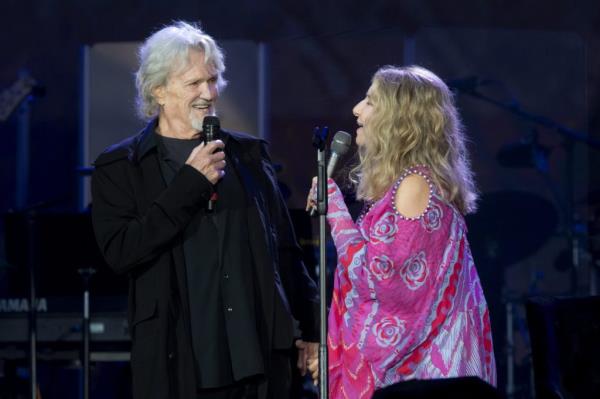 Barbra Streisand and Kris Kristofferson performing together at British Summer Time Hyde Park in London, England