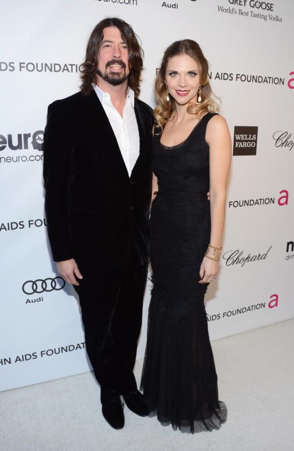 Dave Grohl and Jordyn Blum at Elton John AIDS Foundation Academy Awards Viewing Party on February 24, 2013.