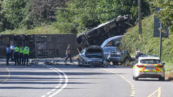 The scene of the crash on the Ringaskiddy N28 Road. Picture: Howard Crowdy The scene of the crash on the Ringaskiddy N28 Road. Picture: Howard Crowdy