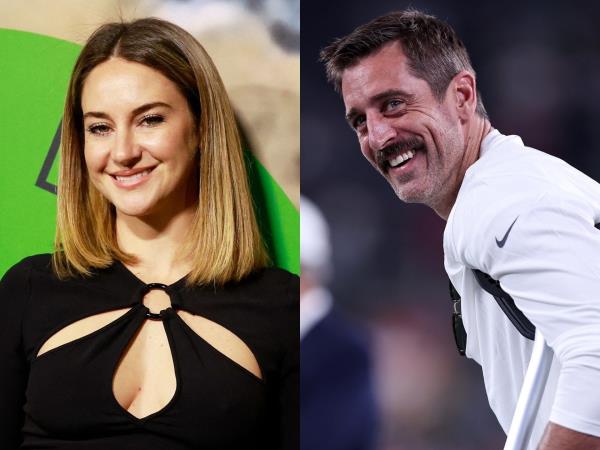Shailene Woodley, left, and Aaron Rodgers.