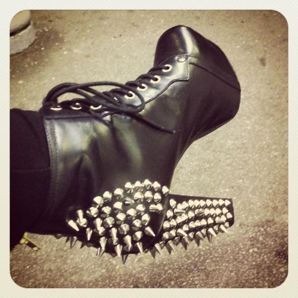 Black Jeffrey Campbell Lita spiked boots in Instagram styled photo
