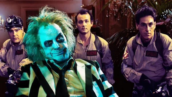 An edited image of Beetlejuice and the original Ghostbusters