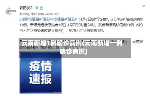 云南新增1例确诊病例(云南新增一例确诊病例)